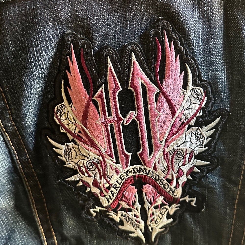 Custom Denim Woman's Harley Davidson Jacket Size Medium